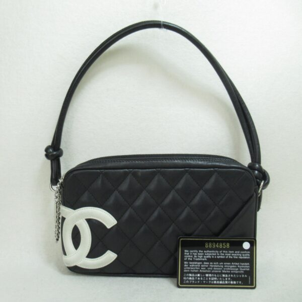 2101217581998 3 Chanel Cambon Line Lambskin One Shoulder Bag Black White