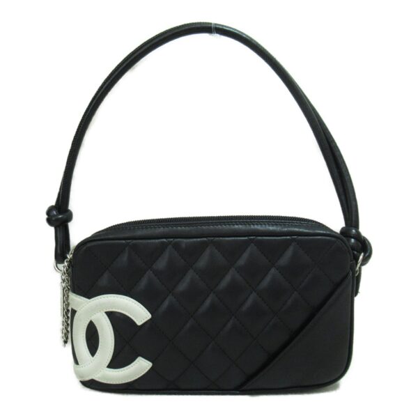 2101217581998 4 Chanel Cambon Line Lambskin One Shoulder Bag Black White