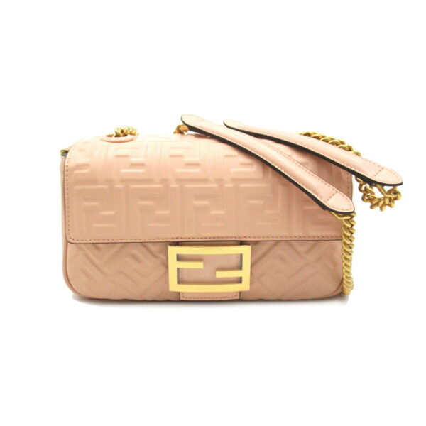 2101217627306 1 Fendi Baguette Chain Midi 2Way Shoulder Bag Pink