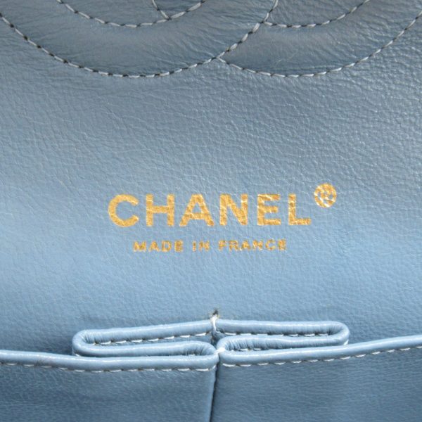 2101217692694 12 Chanel Matelasse Double Flap Chain Shoulder Bag Lambskin Black Blue