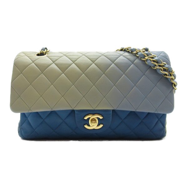 2101217692694 3 Chanel Matelasse Double Flap Chain Shoulder Bag Lambskin Black Blue