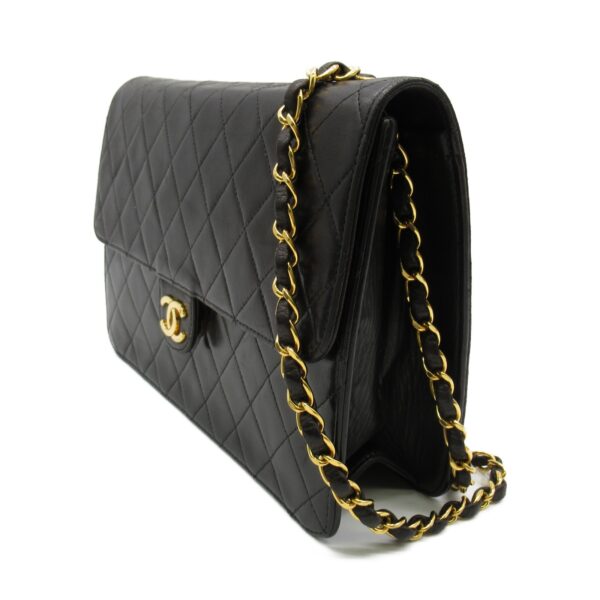 2101217694254 2 Chanel Matelasse Push Lock Lambskin Chain Shoulder Bag Black