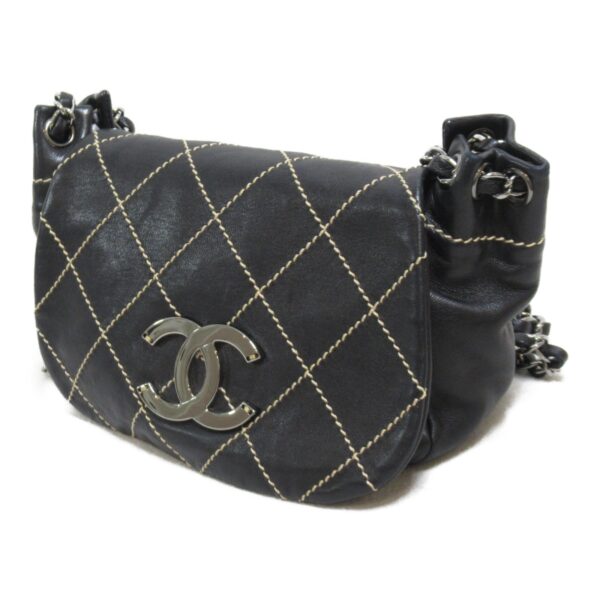 2101217694780 4 Chanel Wild Stitch Lambskin Chain Shoulder Bag Black