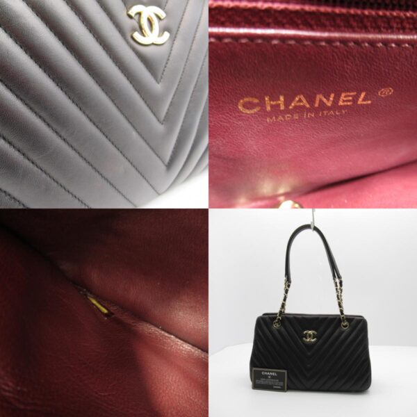 2101217695473 10c Chanel V Stitch Lambskin Chain Shoulder Bag Black