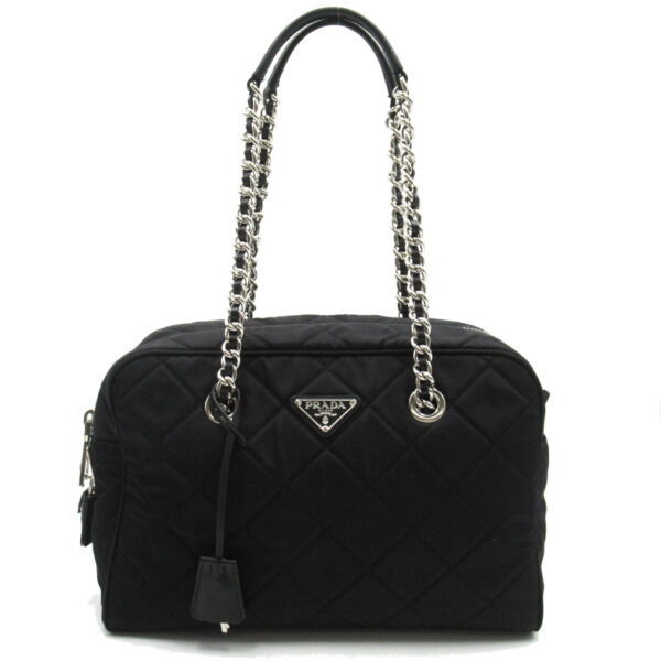 2101217712101 1 Prada Chain Nylon Shoulder Bag Black