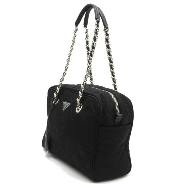 2101217712101 3 Prada Chain Nylon Shoulder Bag Black