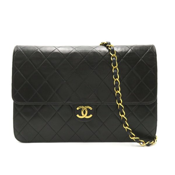 2101217743839 1 Chanel Matelasse Push Lock Chain Shoulder Bag Lambskin Black