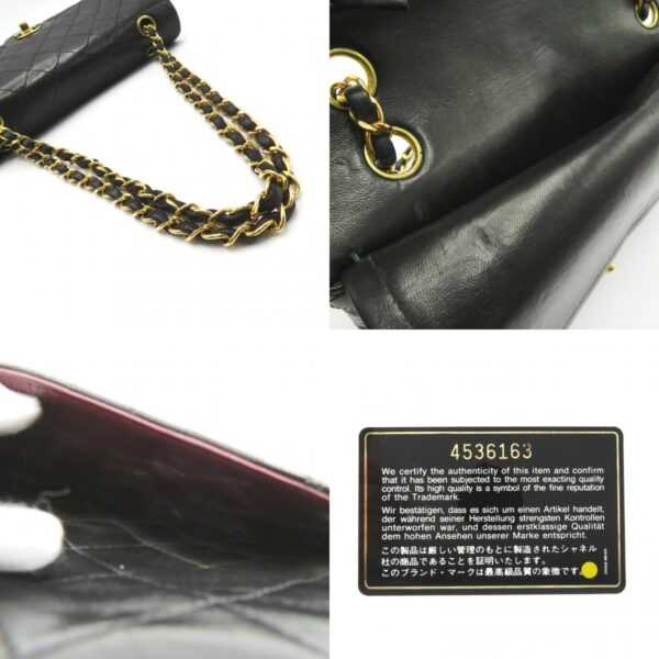 2101217744225 10c Chanel Matelasse Double Flap Lambskin Chain Shoulder Bag Black