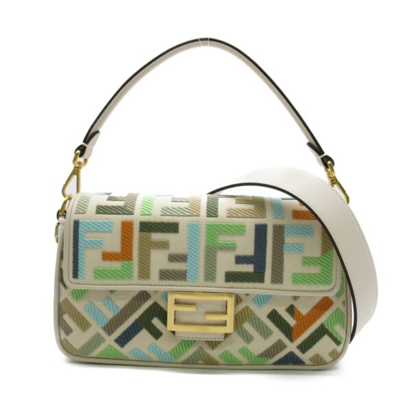 2101217766791 1 Fendi Baguette 2Way Shoulder Bag White Multicolor