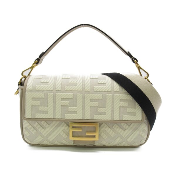 2101217770064 1 Fendi Cotton 2Way Shoulder Bag Ivory