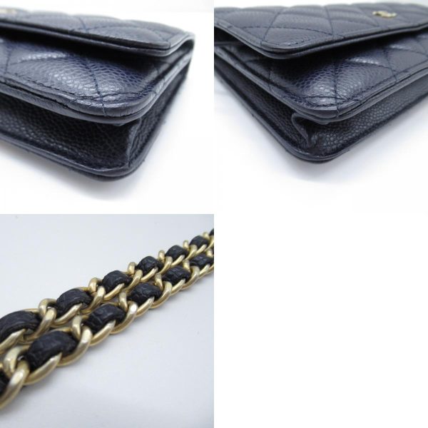 2101217787550 8c Chanel Matelasse Chain Wallet Shoulder Bag Caviar Skin Blue