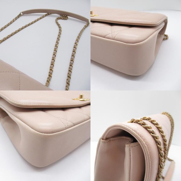 2101217805636 12c Chanel Matelasse Diana Chain Shoulder Bag Lambskin Beige Beige