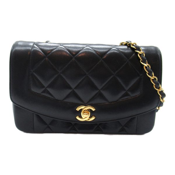 2101217806077 3 Chanel Matelasse Diana Chain Shoulder Bag Lambskin Black