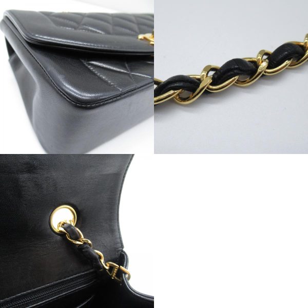 2101217806077 8c Chanel Matelasse Diana Chain Shoulder Bag Lambskin Black