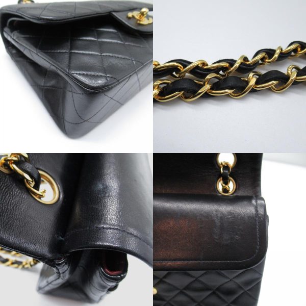 2101217806268 8c Chanel Matelasse Double Flap Chain Shoulder Bag Lambskin Black