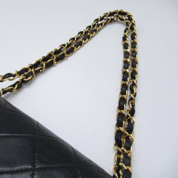 2101217806268 9 Chanel Matelasse Double Flap Chain Shoulder Bag Lambskin Black