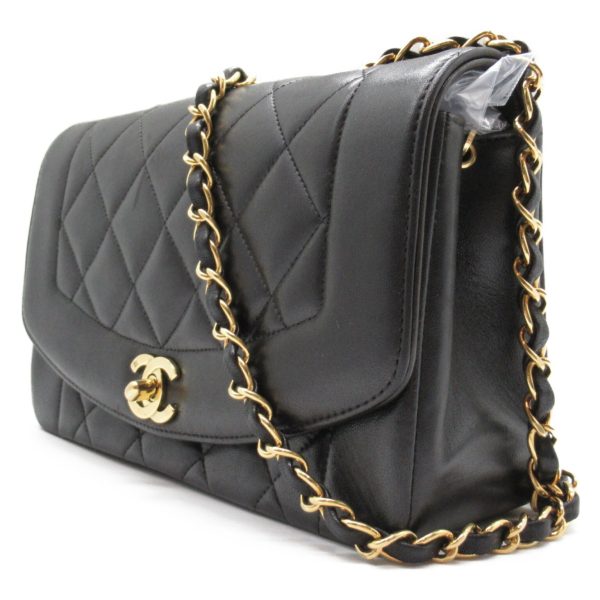 2101217806541 3 Chanel Matelasse Diana Chain Shoulder Bag Lambskin Black