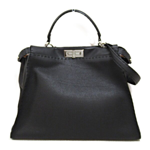 2101217807463 2 Fendi Selleria Peekaboo 2Way Shoulder Bag Black