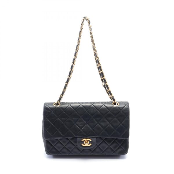 2101217808002 1 Chanel Matelasse W Flap Lambskin Shoulder Bag Black