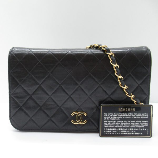 2101217808088 3 Chanel Matelasse Push Lock Chain Shoulder Bag Lambskin Black