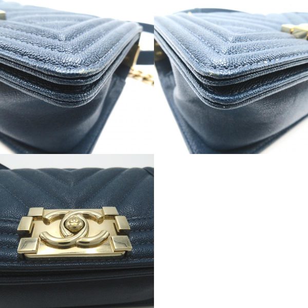 2101217809511 13c Chanel Boy Chanel Chain Shoulder Bag Caviar Skin Blue