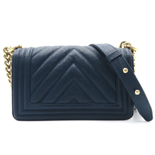 2101217809511 2 Chanel Boy Chanel Chain Shoulder Bag Caviar Skin Blue