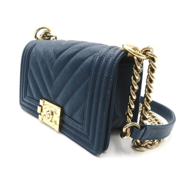 2101217809511 3 Chanel Boy Chanel Chain Shoulder Bag Caviar Skin Blue