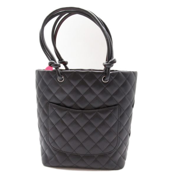 2101217819183 2 Chanel Cambon Line Medium Tote Bag Lambskin Black Black Enamel