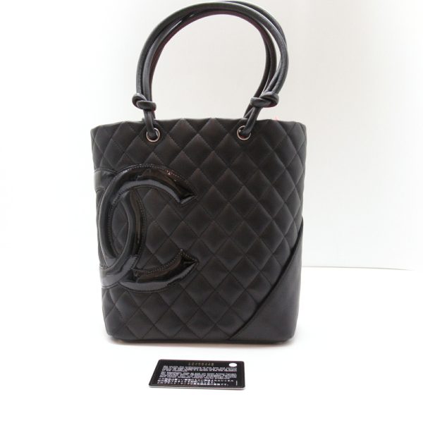 2101217819183 5 Chanel Cambon Line Medium Tote Bag Lambskin Black Black Enamel