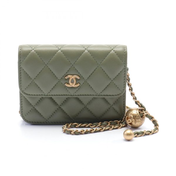 2101217822282 1 Chanel Matelasse Shoulder Bag Lambskin Green