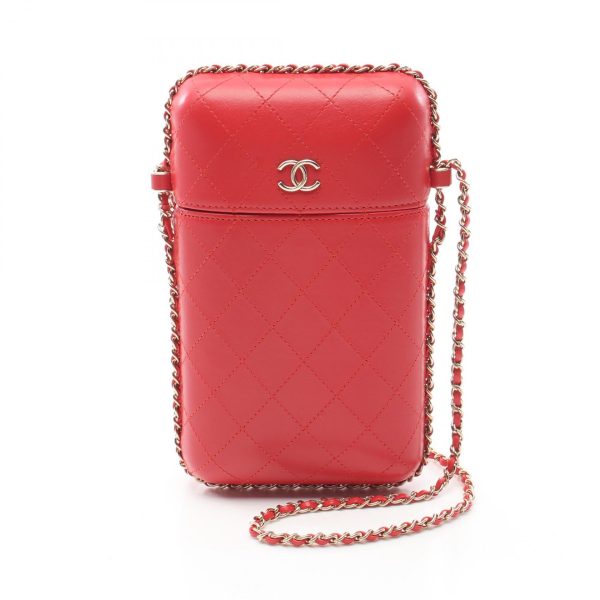 2101217822398 1 Chanel Matelasse Phone Holder Shoulder Bag Red