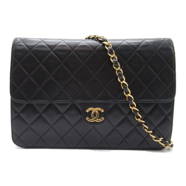 2101217841672 3 Chanel Matelasse Push Lock Chain Shoulder Bag Lambskin Black