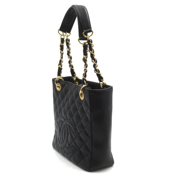 2101217841924 3 Chanel Chain Tote Shoulder Bag Caviar Skin Black