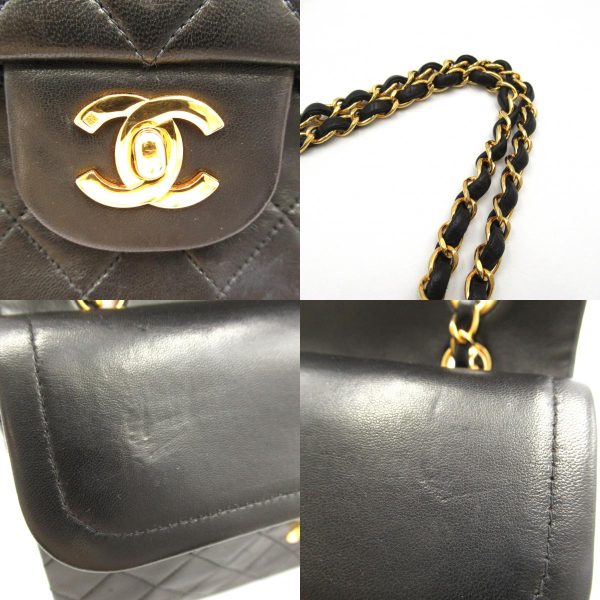 2101217842112 12c Chanel Matelasse Double Flap Chain Shoulder Bag Lambskin Black