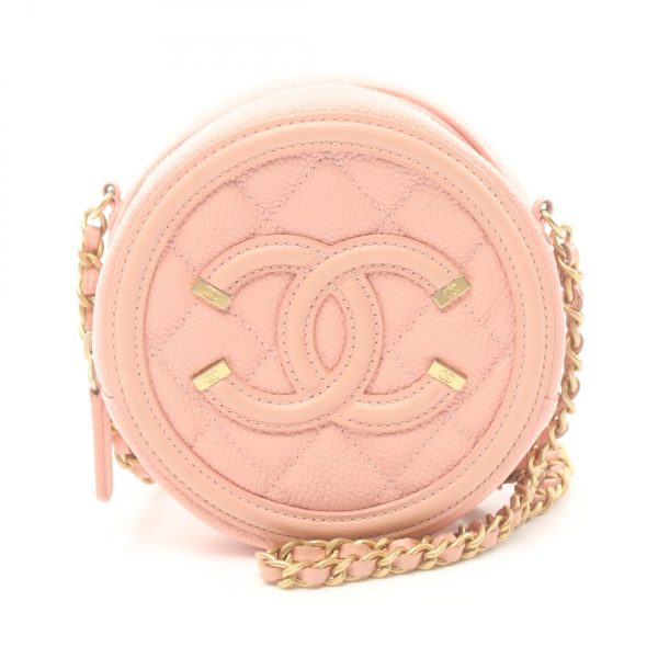 2101217847223 1 Chanel CC Filigree Shoulder Bag Caviar Skin Pink