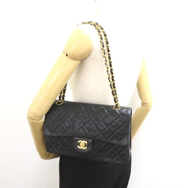 2101217849142 6 Chanel Matelasse Double Flap Chain Shoulder Lambskin Black