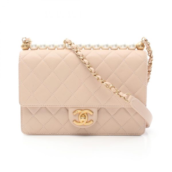 2101217870771 1 Chanel Matelasse Pearl Flap Shoulder Lambskin Pink