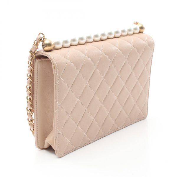 2101217870771 2 Chanel Matelasse Pearl Flap Shoulder Lambskin Pink