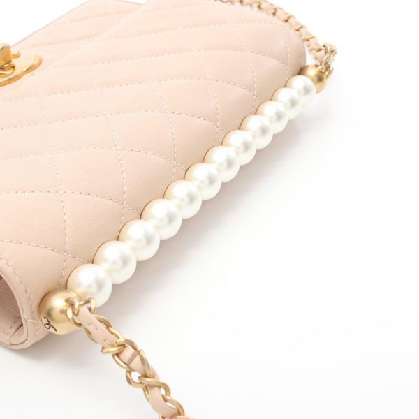 2101217870771 5 Chanel Matelasse Pearl Flap Shoulder Lambskin Pink