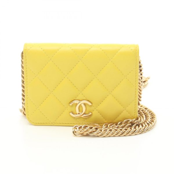 2101217870849 1 Chanel Mini Matelasse Shoulder Bag Lambskin Yellow