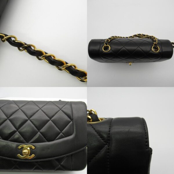 2101217884112 12c Chanel Matelasse Diana Lambskin Chain Shoulder Bag Black