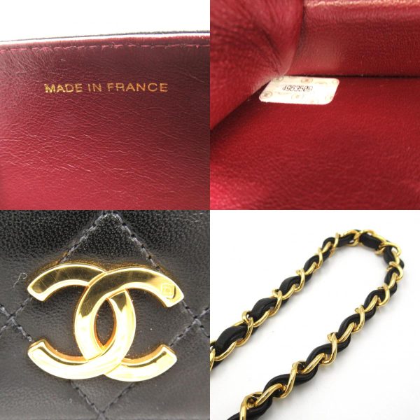 2101217885355 9c Chanel Matelasse Push Lock Chain Shoulder Lambskin Black