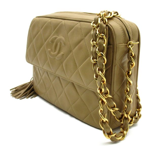 2101217887953 2 Chanel Chain Shoulder Tassel Lambskin Beige