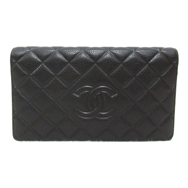 2101217888189 2 CHANEL BifLong Wallet Caviar Skin Grained Calf Black