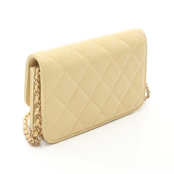 2101217895095 2 Chanel Matelasse Shoulder Bag Lambskin Yellow