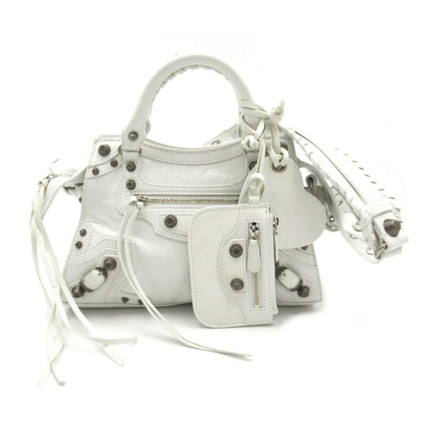 2101217896467 1 BALENCIAGA Neo Cagoul XS 2way Shoulder Bag Lambskin White