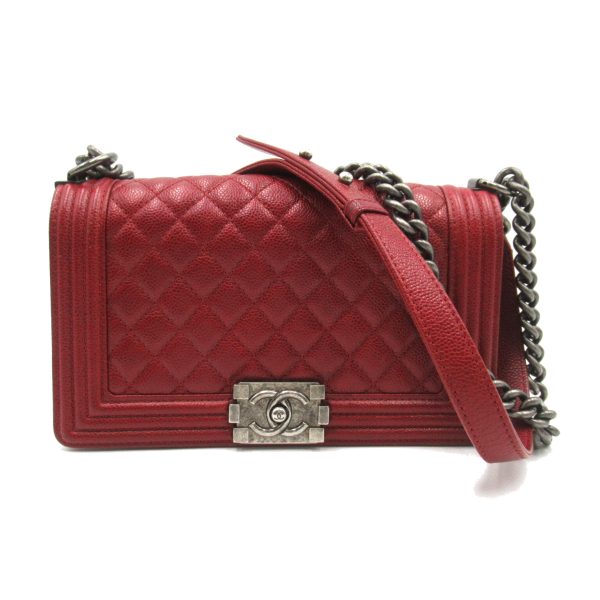 2101217949637 1 Chanel Boy Chanel Chain Shoulder Bag Caviar Skin Bordeaux