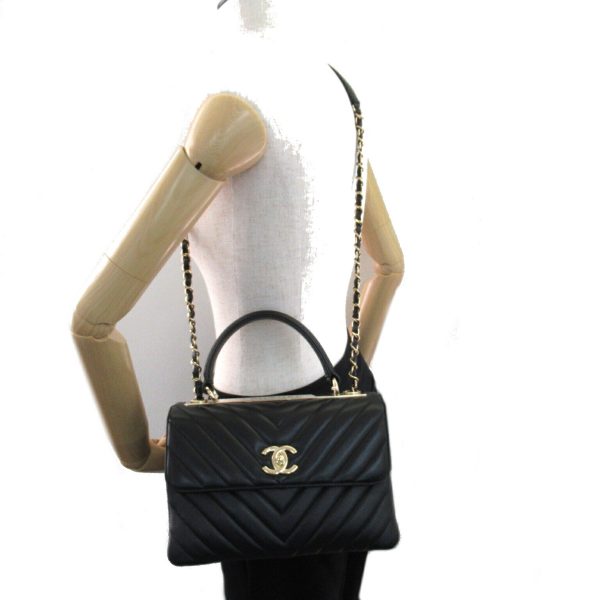 2101217949668 5 Chanel V Stitch Trendy CC Top Handle 2way Shoulder Bag Lambskin Black