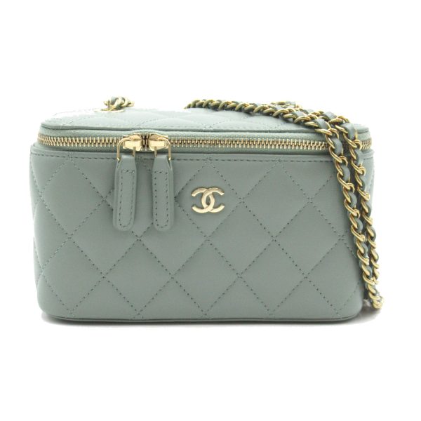 2101217956604 1 Chanel Vanity Chain Shoulder Bag Lambskin Green