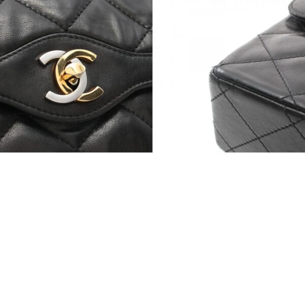 2101217977067 10c Chanel Matelasse W Flap Lambskin Shoulder Bag Black